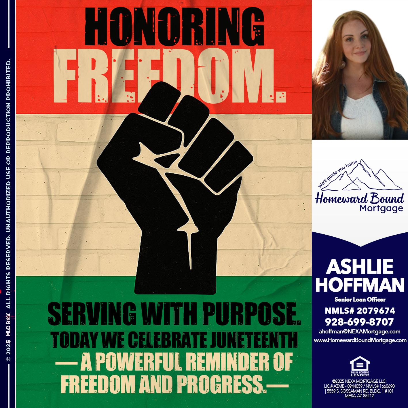 HONORING FREEDOM - Ashlie Hoffman -Senior Loan Officer