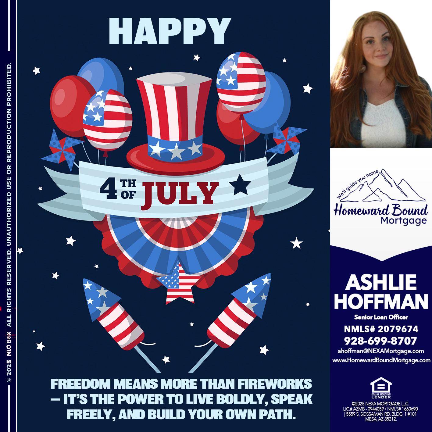 HAPPY 4TH OF JULY - Ashlie Hoffman -Senior Loan Officer