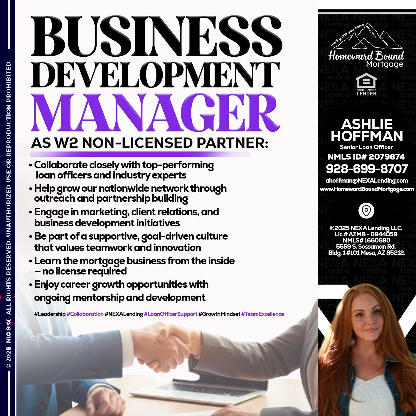 business development - Ashlie Hoffman -Senior Loan Officer