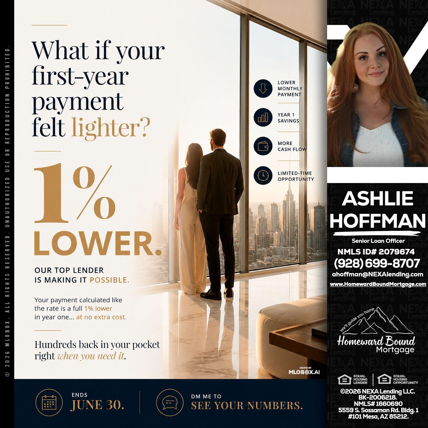 1% lower - Ashlie Hoffman -Senior Loan Officer