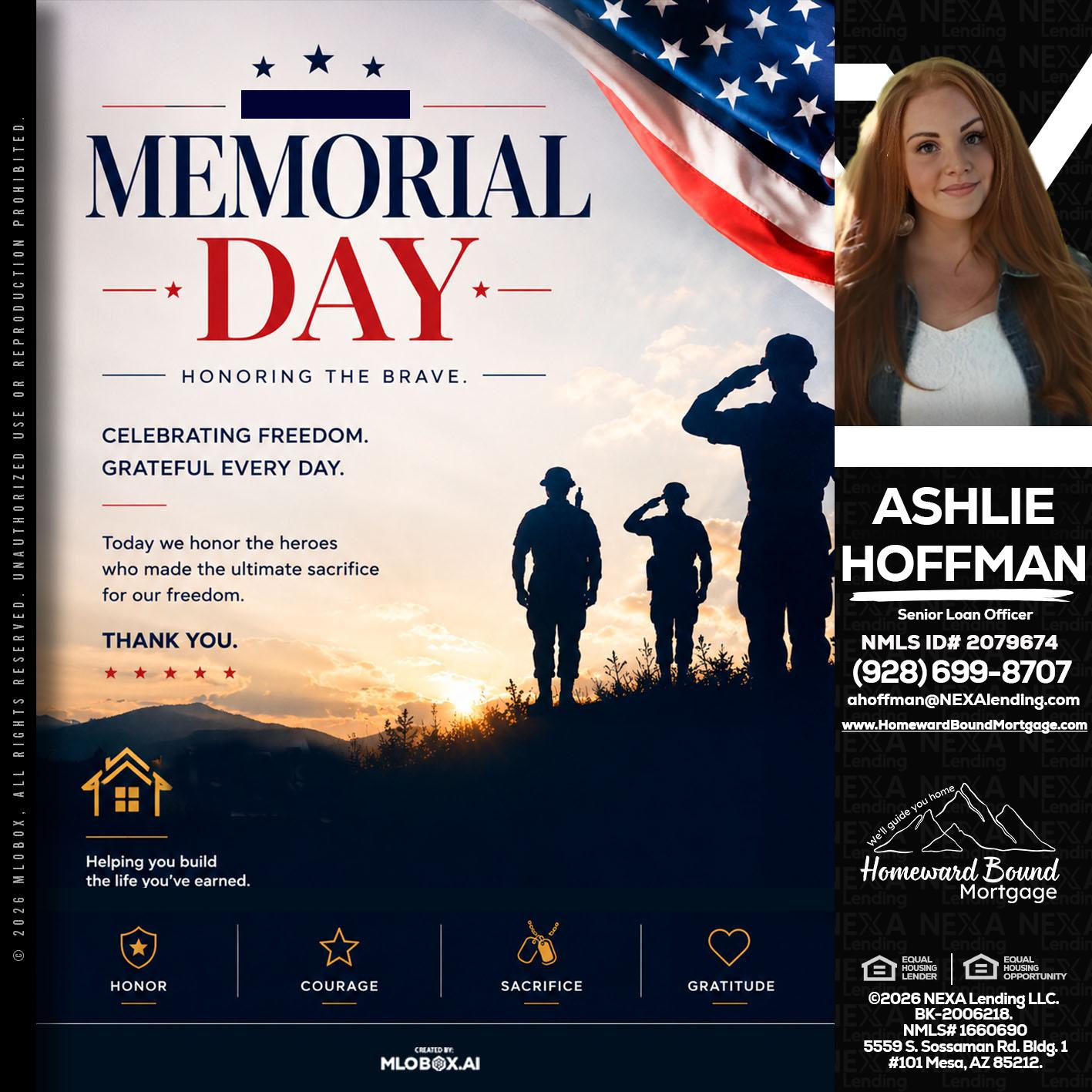MEMORIAL DAY - Ashlie Hoffman -Senior Loan Officer