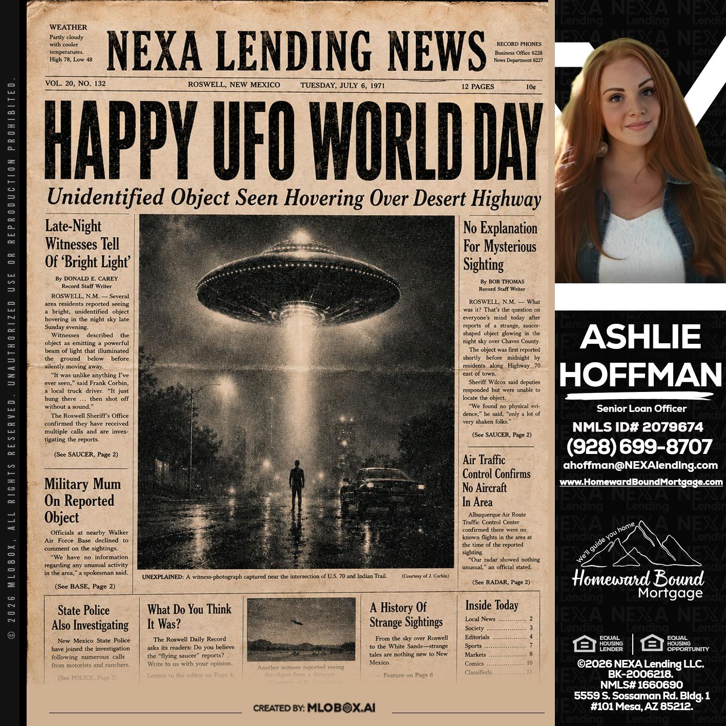 HAPPY UFO WORLD DAY - Ashlie Hoffman -Senior Loan Officer
